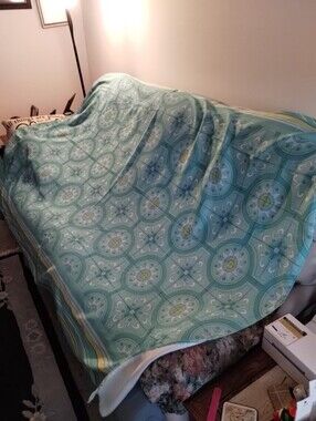 Bobby Flay Green Geometric Tablecloth Sz 58 By 76